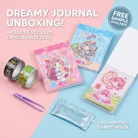 Kit de papeterie DIY pour filles en gros, avec bonbons pétillants 1,5g, livre d'autocollants de dessins animés à habiller et pince à épiler, jouet bonbon