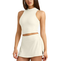 Ensemble de yoga transparent personnalisé pour femme, séchage rapide, jupe de tennis athlétique amincissante, deux pièces, vente chaude