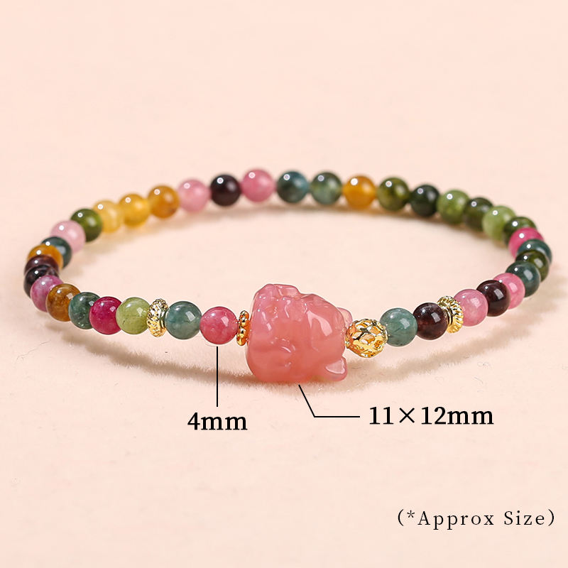 Imitation Tourmaline Chalcedony Agate Nine-Tail Fox Bracelet