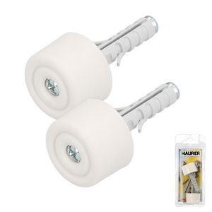 Tope de Puerta con Tapón de Nailon Blanco, Paquete de 2 Piezas en Blíster - Product Image 1