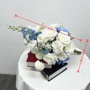 Buket Pengantin Harga Terjangkau dalam Rangkaian Bunga Bola Biru Tua Dekorasi Nude untuk Buket Bunga - Product Image 3