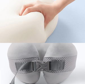 Cuscino da Viaggio Portatile per Aereo in Memory Foam Ortopedico per Sollievo Cervicale Morbido Cotone - Product Image 6