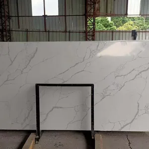 中国3200x1600毫米大尺寸平板石英石Calacatta白色石英石用于工程石材台面