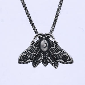 Pendentif pour homme en acier au titane <span class=keywords><strong>de</strong></span> style occidental avec éléments du dieu <span class=keywords><strong>de</strong></span> <span class=keywords><strong>la</strong></span> <span class=keywords><strong>mort</strong></span>, du <span class=keywords><strong>papillon</strong></span> et du crâne | Bijoux <span class=keywords><strong>de</strong></span> mode punk gothique - Product Image 6