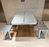 Table et chaises intégrées en alliage d'aluminium, table et chaises de pique-nique portables pour l'extérieur
