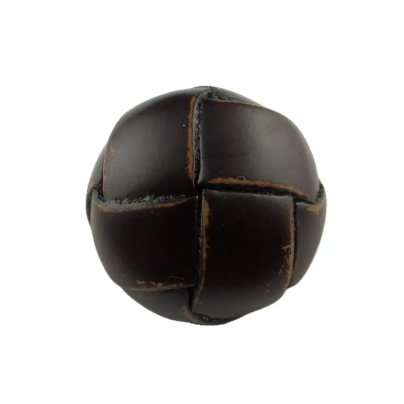 Brown color fashion real leather coat shank buttons