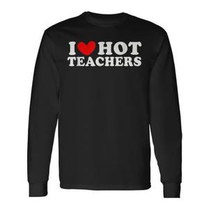 I Love <b>Hot</b> Teachers Long Sleeve T-Shirt Back To School <b>Red</b> Heart Design - Product Image 2
