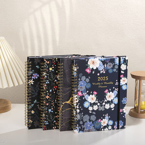 Agenda de Escritorio de Cuero PVC A5 de Tamaño Mediano, Calendario de Boda, Planificador 2027, Espirales Lino Tricolor, Carpeta A6 - Product Image 3