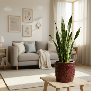 Pot de fleurs en céramique verni bordeaux de style américain - Jardinière écologique durable avec trou de drainage - Product Image 1