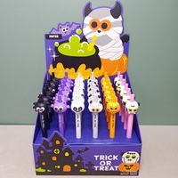 Stylos à gel rétractables Halloween Devil en gros, en silicone, motif chauve-souris, citrouille, animal mignon, fantôme, pointe 0,5 mm, en plastique, pour signature