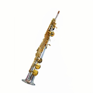 Tubo <span class=keywords><strong>de</strong></span> una pieza <span class=keywords><strong>de</strong></span> plata <span class=keywords><strong>de</strong></span> níquel, <span class=keywords><strong>Saxofón</strong></span> Soprano afinado en Bb, superficie chapada en plata, llaves doradas con accesorios <span class=keywords><strong>de</strong></span> correa - Product Image 5