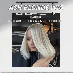 100% brésilien vierge Remy cheveux 13X6 main attaché frêne <span class=keywords><strong>blond</strong></span> court Bob perruque Transparent Frontal 10-16 pouces pour les femmes - Product Image 3