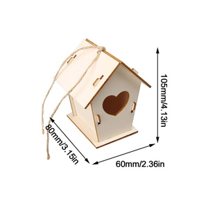 Legno naturale non finito nido di uccello fatto da te appeso gabbia di legno uccello uccello gabbia con cordino per la decorazione esterna - Product Image 2
