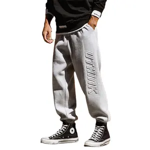 Benutzer definierte einfache Kordel zug 3d geprägte Logo Fleece Jogging hose Baggy Soft Jogger Jogging hose für Männer