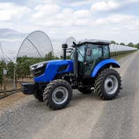 Tracteur à roues 4x4 de 100 CV avec cabine climatisée, système hydraulique robuste, levage haute performance et démarreur électrique pour les tâches agricoles modernes