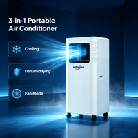 Climatiseur mobile 7000 BTU, climatiseur portable 3 en 1 (refroidissement, déshumidification, ventilateur), norme européenne 230 V, unité de climatisation portable