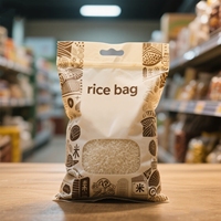 Sacs d'emballage pour riz en nylon avec logo personnalisé, résistants à l'humidité, thermoscellables, refermables avec fermeture éclair, fond plat, pochette autoportante avec poignée