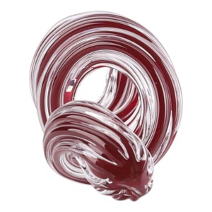 Scultura in Vetro Intrecciato a Strisce Rosse e Bianche, Ornamento Artistico per Arredamento Casa, Centrotavola per Tavolino da Caffè - Product Image 3