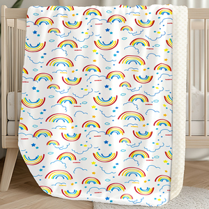 Babydecke mit Regenbogen-Druck, Neutrale Kinderzimmerdecke, Weiche Sensorische Beruhigungsdecke, Kleinkind-Pucktuch, GRS OEKO TEX Fabrik - Product Image 3