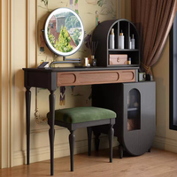Coiffeuse et bureau de maquillage modernes en bois de frêne avec miroir sur pied, armoire de rangement rotative, écologiques, pour chambre et hôtel