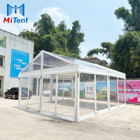 Tente de réception 6x6m transparente, imperméable, résistante aux UV et ignifuge avec structure en alliage d'aluminium pour événements extérieurs et mariages