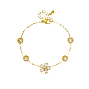<b>Flower</b> Shape Rhinestone <b>Bracelet</b> Gold Plated Zinc Alloy Women's Jewelry Gift Accessory - Product Image 5