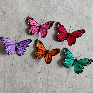 12.5CM buatan tangan bulu bahan kupu-kupu buatan DIY kupu-kupu dekorasi pernikahan