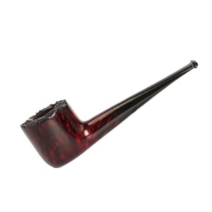 Tobacco Pipe Straight Type Red Briarwood With Black Vulcanized Rubber Mouthpiece 9mm Filter Element - Product Image 3