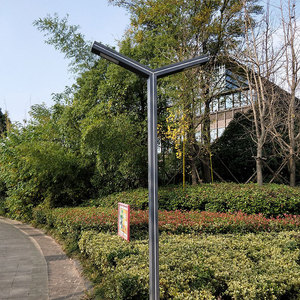 Lampadaire de jardin extérieur en fer avec abat-jour en verre LED, lumière blanc chaud doux 2700K, IP66, AC 220V, détecteur de mouvement, alimentation solaire non détachable - Product Image 5