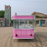 Food Truck Électrique Rose de Luxe avec Cabine Intégrée |   Présentoir mobile sur pied pour la vente au détail et bars à desserts avec plateforme frontale