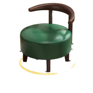 Solid Wood Single <b>Sofa</b> Chair Green Leather Seat Home <b>Stool</b> Ottoman Living Room Bedroom Casual Chair With Backrest - Product Image 5