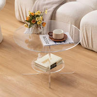 Table basse moderne en acrylique transparent avec rangement pour salon et petit appartement