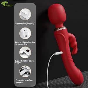 Motorlu Titreşimli El Tipi Çubuk Tavşan Vibratör 3'ü 1 Arada USB Klitoris Vibratörü Silikon Oyuncaklar Kadın Orgazmı için Titreşimli Masaj Aleti - Product Image 6