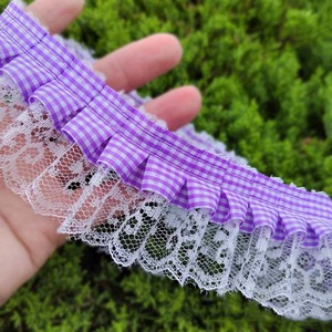 5cm Diy pakaian poliester jahit renda kotak-kotak kain dilipat pita pakaian hewan peliharaan kostum gaun tekstil lipit ruffle tepi pemangkasan - Product Image 6