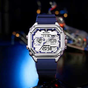 Montre électronique carrée BUJIADA pour homme, montre à quartz numérique, affichage LED double heure, montre électronique pour homme, étanche - Product Image 3