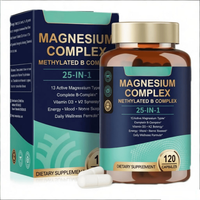 Suplemento de Magnesio Complejo 25 en 1 a Granel, 13 Tipos de Magnesio Metilado, Complejo B, D3, K2, Sinergia, Marca Privada OEM ODM