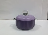 Conteneur alimentaire côtelé 1L 2L 3.5L en acier inoxydable avec couvercle à verrouillage interne, doubles poignées, bicolore, ensemble de service mignon pour pot chaud en forme de citrouille