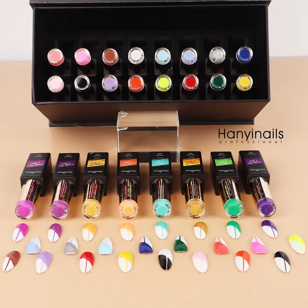 Hanyinails Liner Art peinture gel vernis à ongles 24 couleurs ligne gel art gel liner kit