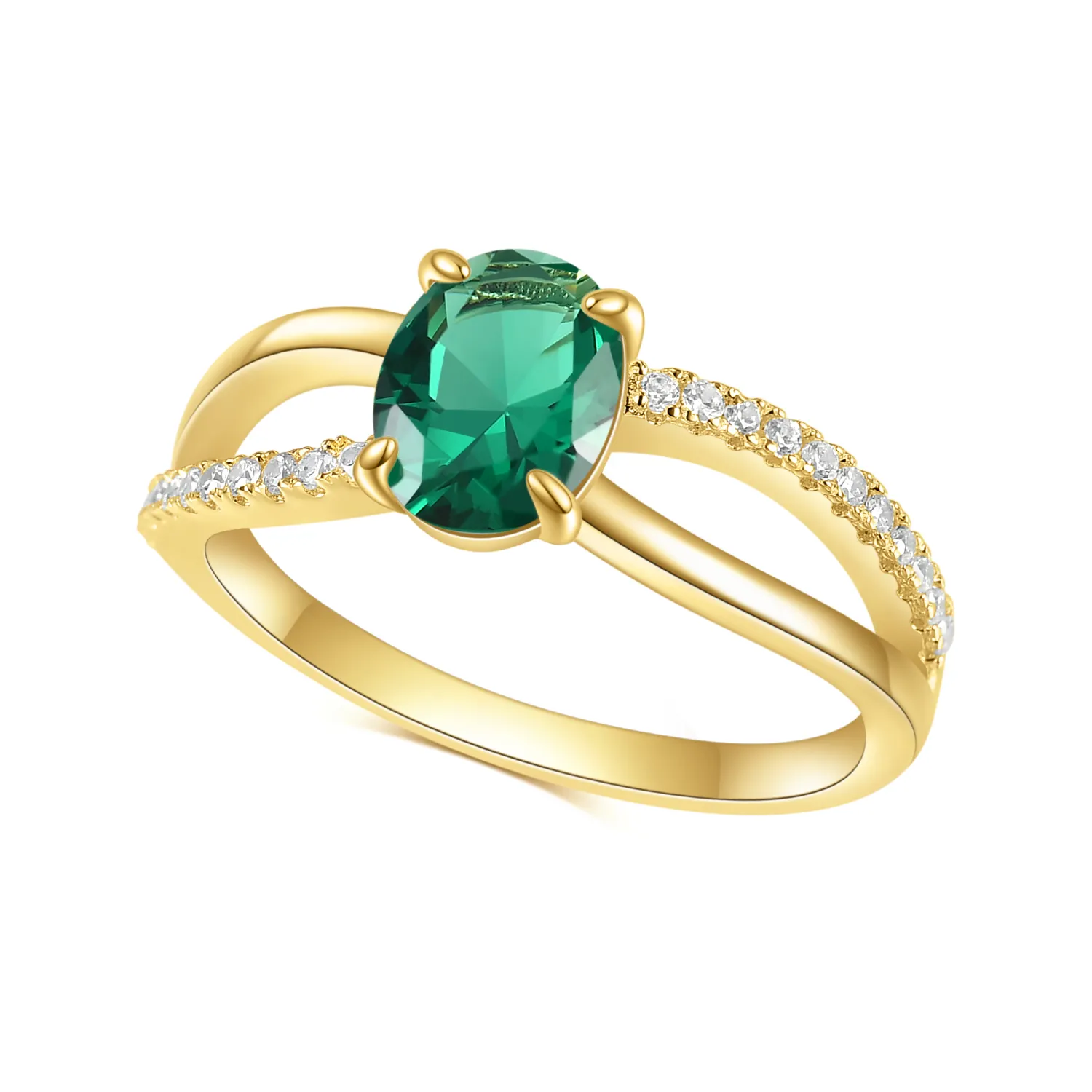 OL0929R scudo costante 3 anni placcatura duratura anello in argento personalizzato anello da laboratorio fortunato smeraldo verde pietra principale anello in argento