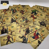 48 디자인 도매 만화 골드 영웅 지폐 아이언 맨 슈퍼 영웅 그린 Hulks 100 미국 달러 지폐 LOL 애니메이션 카드