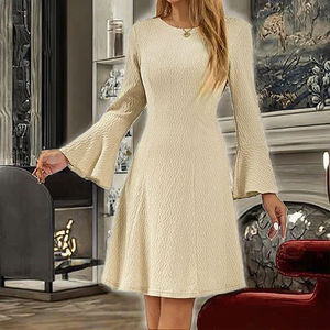 فستان نسائي أنيق ضيق بأكمام طويلة فستان شتوي أنيق أنيق أنيق محبوك سترة فستان كلمات رئيسية ملابس نسائية - Product Image 2