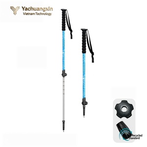 Bâton de randonnée télescopique Yachuangxin 100 cm en alliage d'aluminium bleu, léger et portable, avec poignée antidérapante - Product Image 4