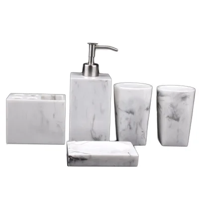 Creative Marble Pattern Bathroom Five-piece Wash Set Hotel Resin Bathroom Set Bathroom Supplies Kit