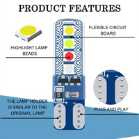 T10 COB 3030 8SMD LED-Licht Mehrfarbige Stroboskop-Nummernschildbeleuchtung für Autoinnenraum Silikagel Auto Fließende Blinkende Leuchte