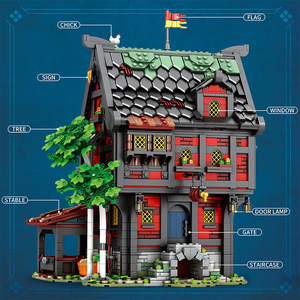 Reobrix 66017 transfrontalier Reobrix66017 hôtel croisé blocs de construction anciens européens scène de rue modèle Puzzle assemblage jouet - Product Image 3