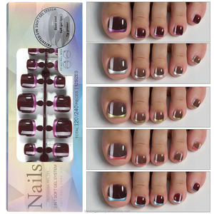 120pcs French Toenail Tips Artificial Fingernails Nude Glitter Soft Gel <b>Nail</b> Tips Press on Toe <b>Nails</b> <b>Set</b> - Product Image 5