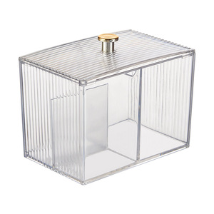 Cosmetic Storage Box With Compartments Transparent Makeup Organizer For Cotton Pads Swabs Lipstick And Pads Dressing Table Use - Product Image 4