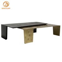 Table basse de salon moderne de luxe, style nordique, noir et or, en métal rustique