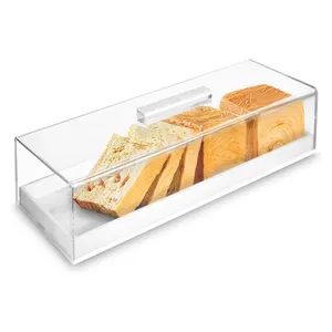 Thực Phẩm Lưu Trữ Hình Chữ Nhật Món Tráng Miệng Chủ Khay Trắng Marbleized Bánh Platter Box Với Acrylic Bìa Pastry Cơ Sở