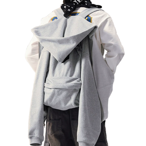 Sudadera con Capucha Extra Grande para Hombre, Gris, Algodón, Felpa Francesa, Informal, para Otoño, con Logotipo en la Espalda, Diseño con Bolsillo, Corte Regular - Product Image 1